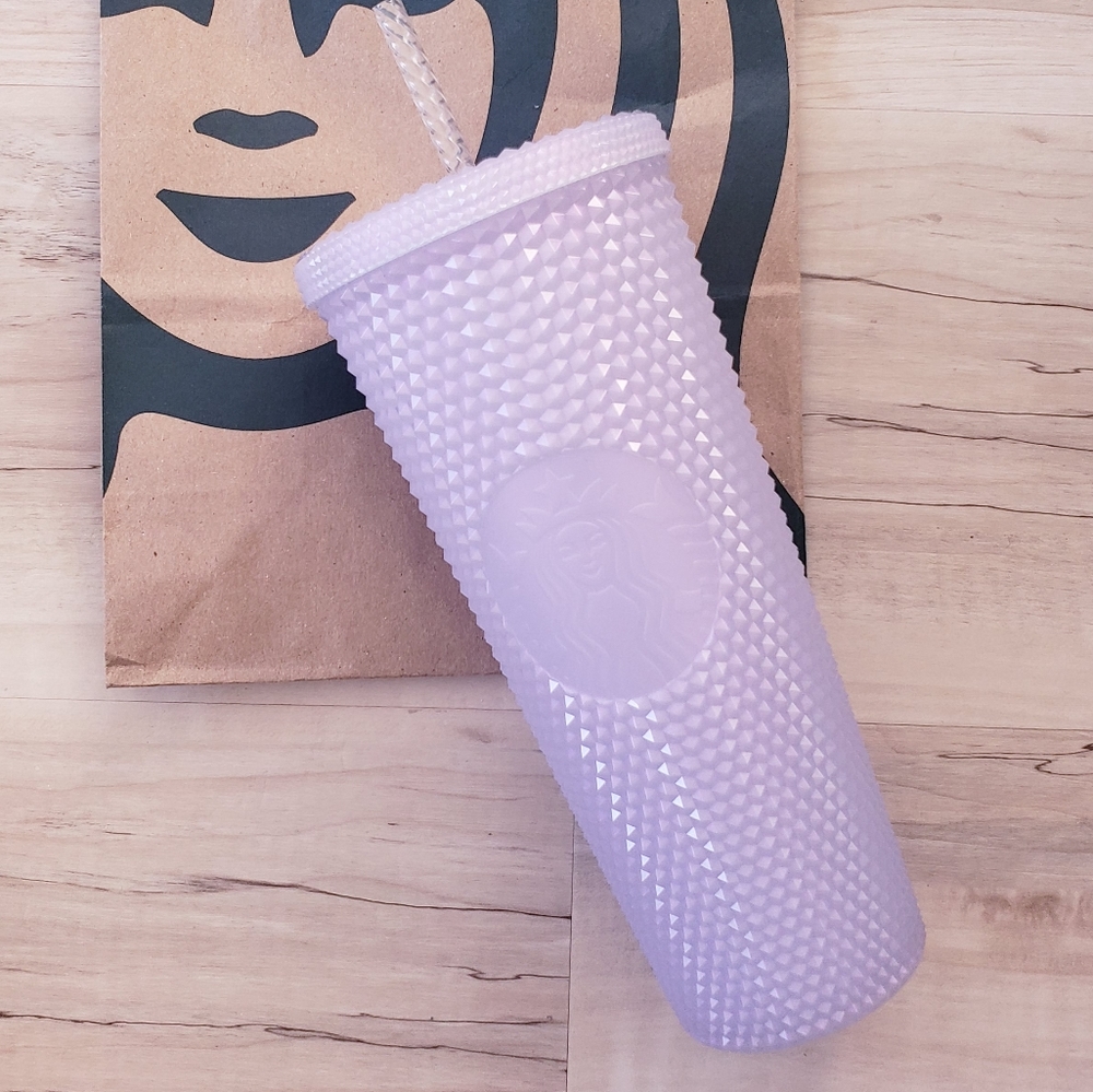 Starbucks 2021 Holiday Icy White Lilac Bling Studded Venti Reusable Tumbler - Picture 6 of 8
